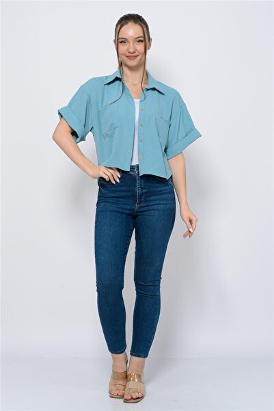 Nuseel Ženska majica Aerobin Skraćeni kroj tirkizna