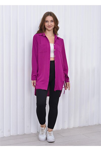 Nuseel قميص تونيك Aerobin نسائي بتفاصيل حبل جانبي وزهرة الرمان