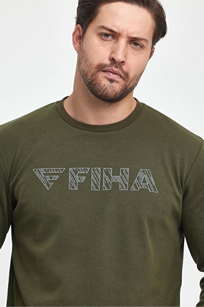 FİHA Ανδρικό φούτερ με στάμπα με μοτίβο βροχής με λαιμόκοψη