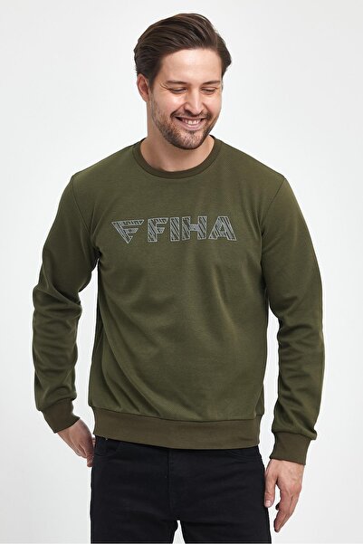 FİHA Ανδρικό φούτερ με στάμπα με μοτίβο βροχής με λαιμόκοψη