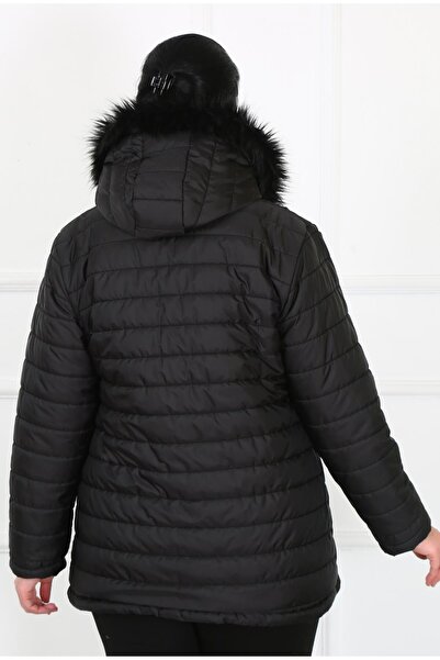 By Alba Collection Women's Black Wool Curly Puffer Jacket
