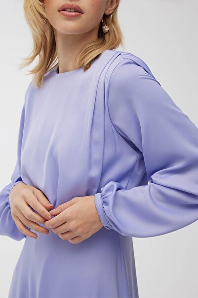 Manuka Silk Satin Evening Dress Lavender