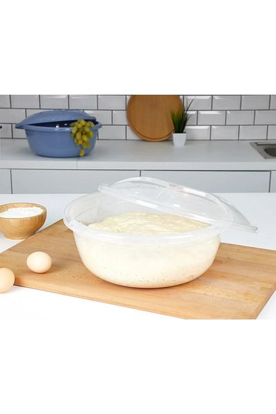 Bayev Mrd230 Transparent 3-Piece Dough Basin Set with Lid Plastic Set 3.5 - 5 and 7 Lt