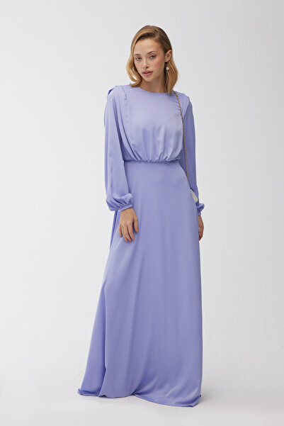 Manuka Silk Satin Evening Dress Lavender
