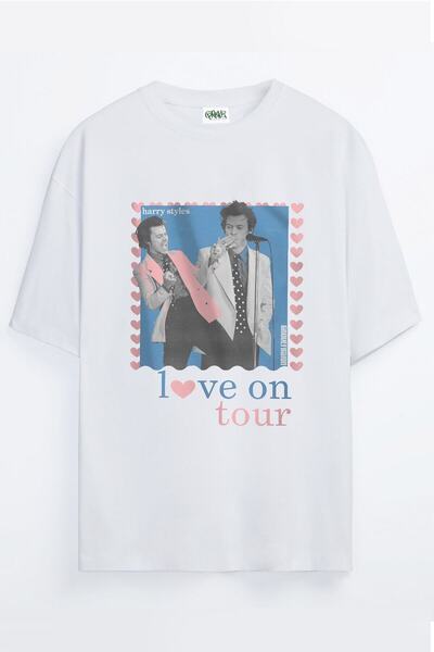 Grove Fashion تي شيرت Harry Styles Love On Tour مطبوع للجنسين مقاس كبير