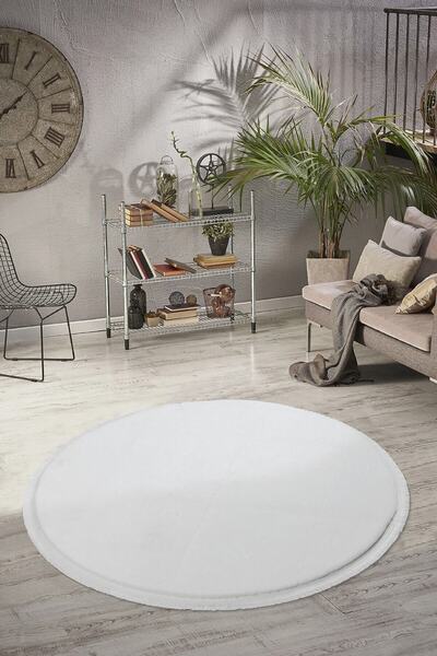 Valery Home Round Comfort Straight Fringed Plush White