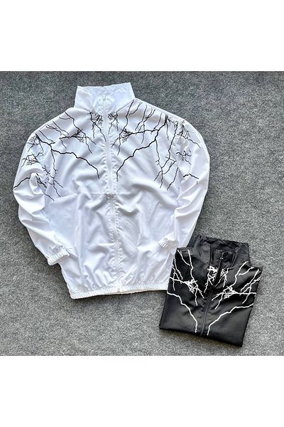 tetramoda Αδιάβροχο και αντιανεμικό με στάμπα Unisex Λευκό σχέδιο
