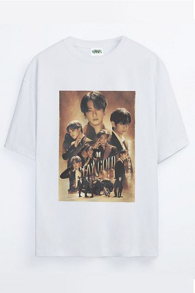 Grove Fashion Tricou oversize unisex cu imprimeu Army Bts Stay Gold