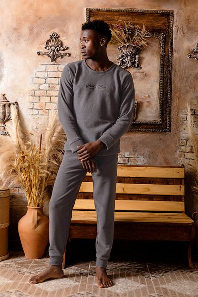 nisaNCa Χειμερινό ανδρικό σετ πιτζάμες Fleece - Ζεστό Casual Ανδρικό Fleece