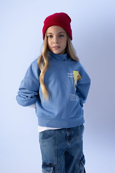 DeFacto Dievčenská mikina nadmernej veľkosti s kapucňou z mäkkého peria A8415A823Au