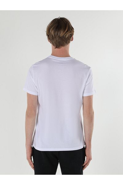 Colin's Tricou cu mânecă scurtă pentru bărbați, alb, cu imprimeu, cu decolteu rotund