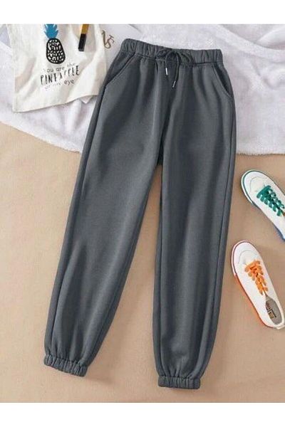 NO 601 Γυναικείο Φούτερ Jogger Smoked Anthracite με ψηλόμεσο φλις εσωτερικά