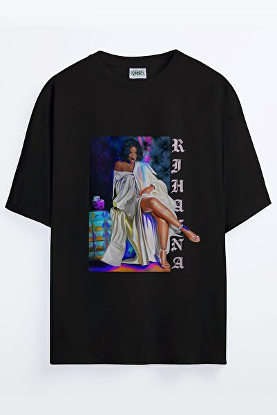 Grove Fashion تي شيرت كبير الحجم مطبوع عليه ريهانا بادجال للجنسين