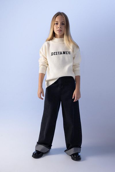 DeFacto Girl's Crew Neck Printed Sweater A6011a823au
