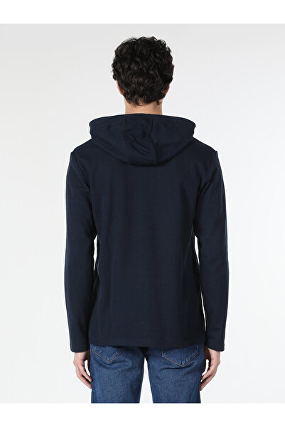 Colin's Regular Fit Hooded Navy Blue Men's Long Sleeve T-Shirt