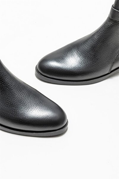 Elle Shoes Μαύρα δερμάτινα γυναικεία κλασικά μποτάκια