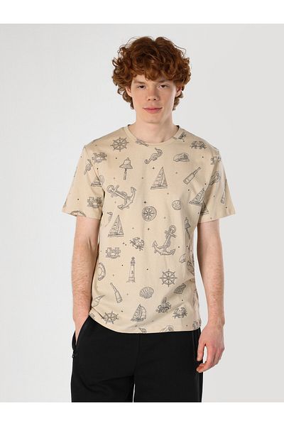 Colin's Tricou Bej Regular Fit Crew Deck Bărbați - Cl 1062698