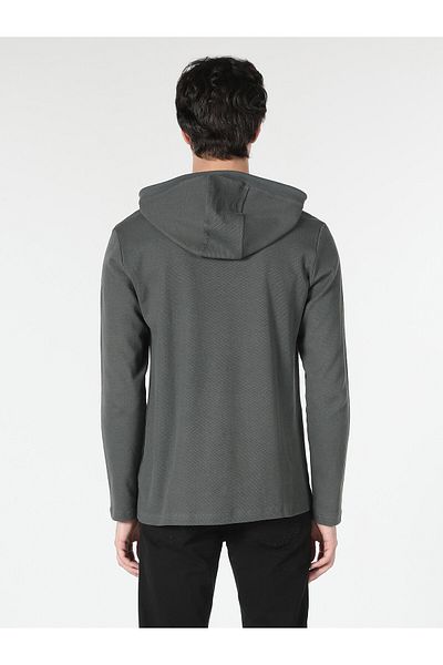 Colin's Tricou cu mânecă lungă pentru bărbați, verde, cu glugă, cu croiala normală