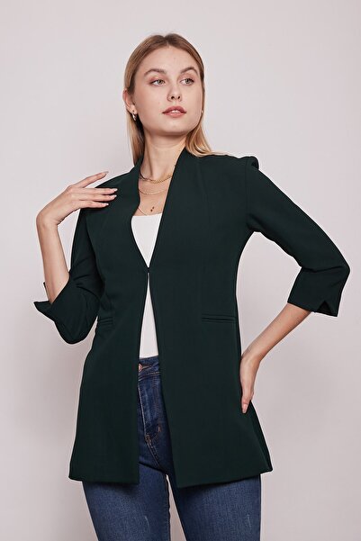 Jument Hakim Yaka Flato με τσέπες με μακρύ μανίκι άνοιγμα από ύφασμα μπλέιζερ...