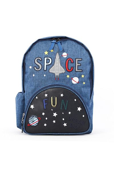 kids A more Space Fun Space Themed Boy's Backpack Navy Blue