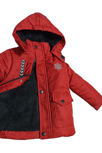 popchild Fur Inside Welsoft Lined, Hooded, Reflector Detailed, Boy's Slim Coat