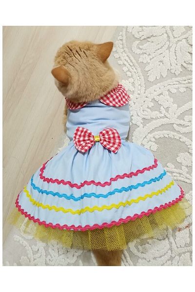 Gobo Colorful Festival Themed Colorful Bow Tie Tulle Cat Dog Outfit Dress