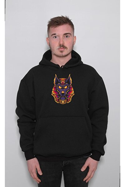 BIGROON Anubis Egipat Piramida Faraon Pas Sa deznom Unisex Sa kapuljačom Duks...