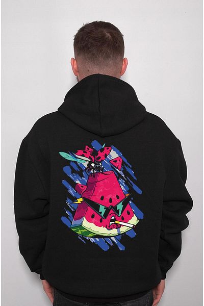baskwear Унисекс суичър с качулка и диня Fly с диня и плодове