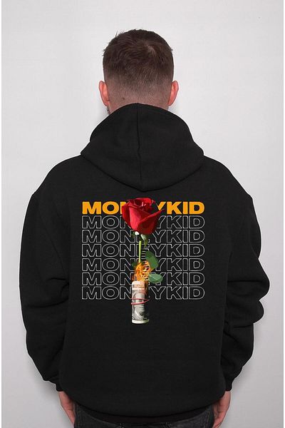 baskwear Hanorac cu glugă unisex Moneykid - Design Flower Rose Dollar