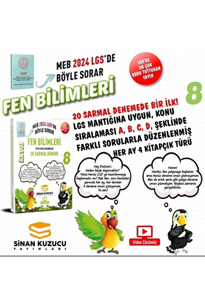 SİNAN KUZUCU YAYINLARI 2024 İlk Doz Sarmal Branş Denemeleri Fen Bilimleri/ 8....