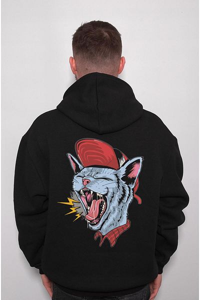 baskwear Φούτερ Unisex Cat Hip Hop - Ρετρό κουκούλα με κουκούλα