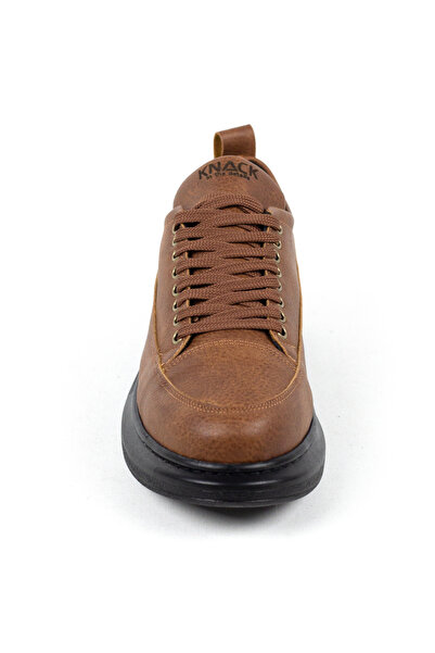 Mida Shoes Tan Leather Lace Up High Sole Men's Sports Shoes