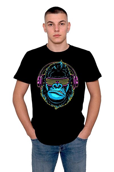 BIGROON Unisex majica Gorilla Gorilla Monkey Dj Monkey - Slušalice