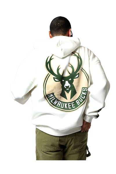 Sekizbiraltı Bucks Back Printed Ecru Oversize Unisex Hoodie
