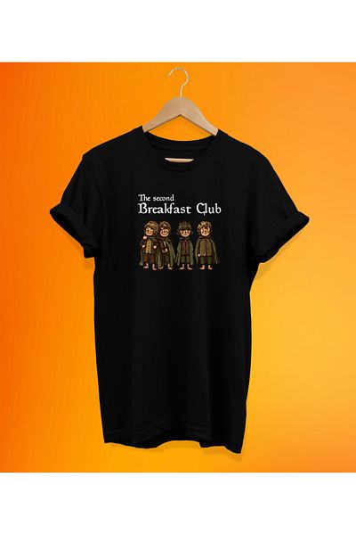 remonz Σειρά Lotr Second Breakfast με στάμπα μαύρο, 100% βαμβάκι, υπερμεγέθη, μπλουζάκι μεγάλου μεγέθους