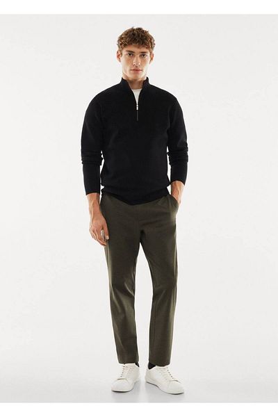 MANGO Man Pullover mit Perkins-Kragen und Reißverschluss