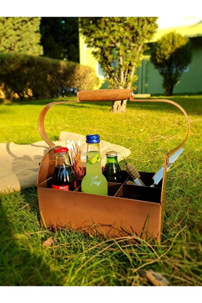 Panoramas Home Galvaniz Bölmeli Sepet Organizer Dekoratif Bakır Kaplama