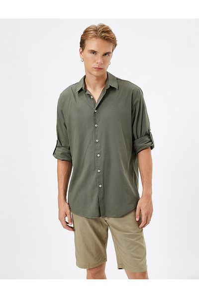 Koton Long Sleeve Cotton Classic Collar Shirt - Buttoned