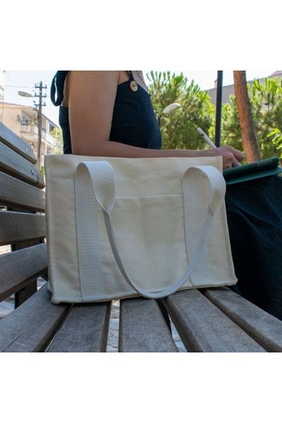 aklımdaki moda Organic Canvas Mini Tote Bag Cream