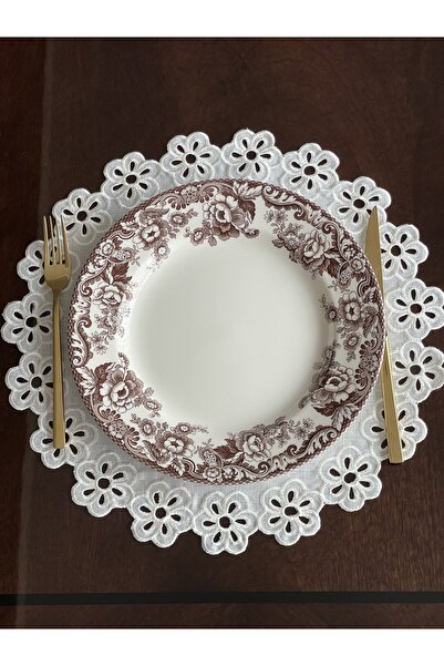 QBR Home Çiçek Desenli Yuvarlak Amerikan Servisi. Papatya Model (1 ADET)