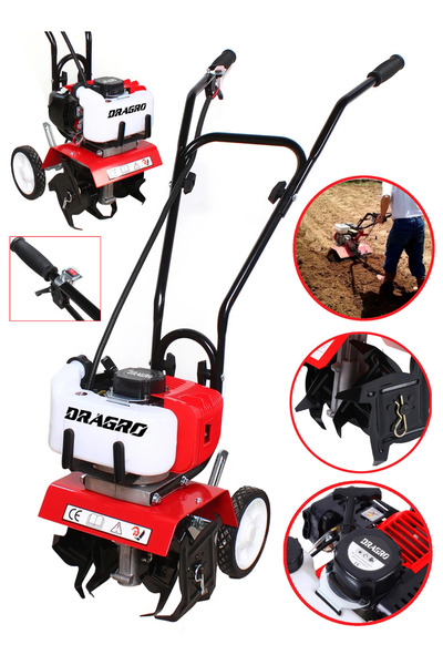 Dragro Alman Pro 4x4 9.9 Hp Çelik Şanzuman Bakir Sargili Benzinli Çapa Makinesi Çapalama