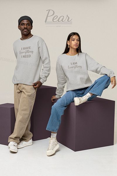 Pear Wear Everything Printed Unisex 3 Thread Raised Lover Set Oversize φούτερ 2 τεμαχίων