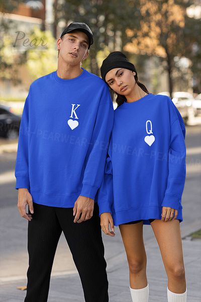 Pear Wear Φούτερ 2 τεμαχίων King Queen εμπριμέ Unisex με 3 νήματα Raised Lover Set