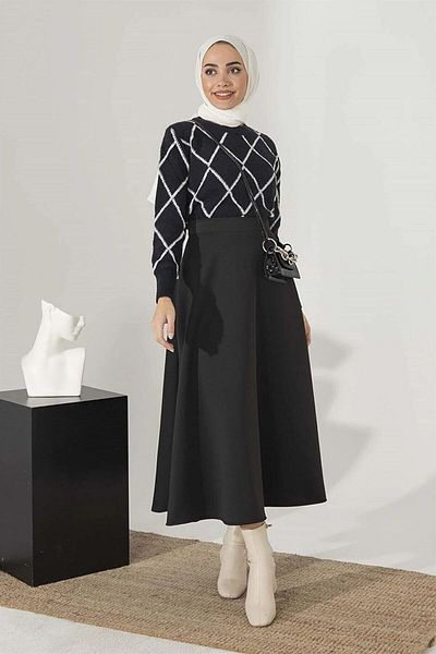 medipek Hijab-Schlagrock, Puff-Scuba-Rock, langer Rock