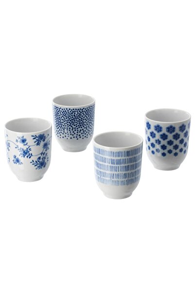 IKEA ENTUSIASM blue-white 22 cl mug 4 pcs