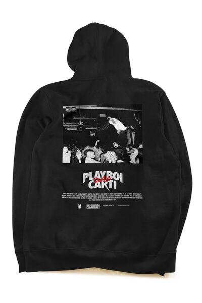 Grove Fashion Αναστρέψιμη συναυλία Playboi Carti Die Lit με κουκούλα με κουκούλα δύο κλωστών με ραβδώσεις oversize φούτερ με κουκούλα