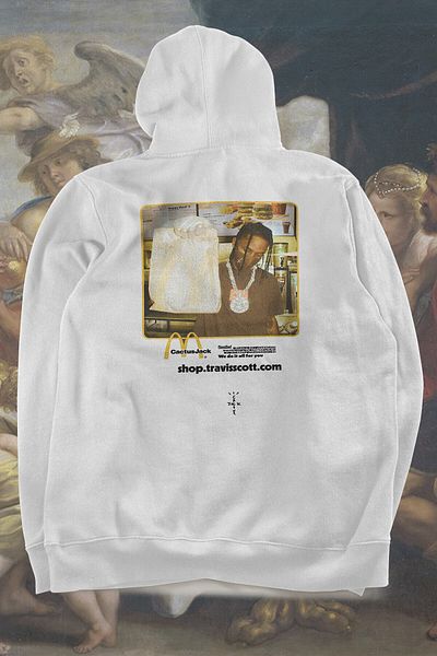 Grove Fashion Hanorac supradimensionat cu glugă, cu două fire, cu glugă, cu imprimeu dublu Travis Scott Mc Astrowrld