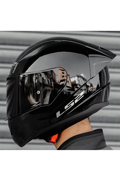 LS2 Rapıd 2 Race Parlak Siyah Full Face Motosiklet Kaskı Siyah Camlı