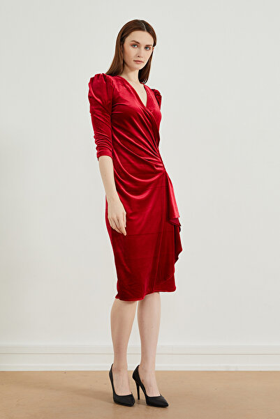PAULMARK Balloon Sleeve Front Flounce Dress
