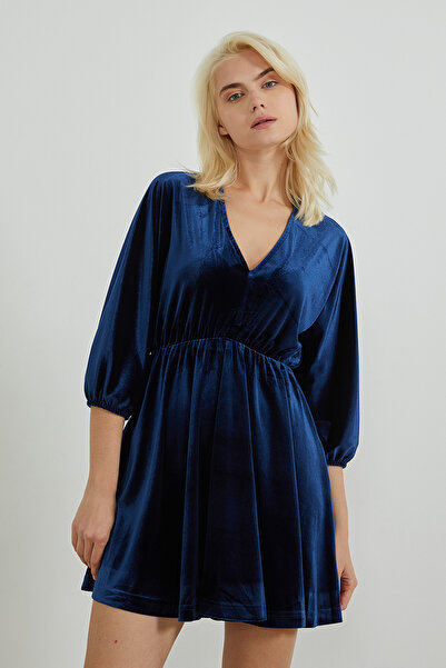 PAULMARK Rochie de catifea cu decolteu in V